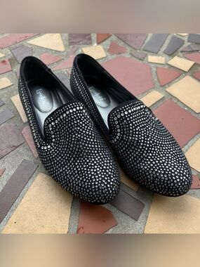 Limelight Black Crystal-Embellished Slip-On Flats